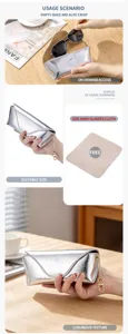 Luxury silver cracked texture leather glasses case with a portable gold clip hook