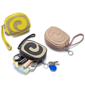 Kreative Swiss Roll Echtleder Münzbörse Handgelenktasche für Schlüssel und Lippenstifte