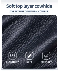 Detailaufnahme der weichen Oberleder-Rindslederstruktur einer Premium-Golfballtasche