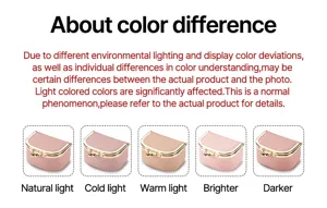 Confronto dei colori del portagioie in pelle rosa sotto diverse condizioni di luce