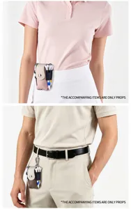 Detailansicht der tragbaren Golf-Tee-Tasche aus Leder am Hüftgürtel