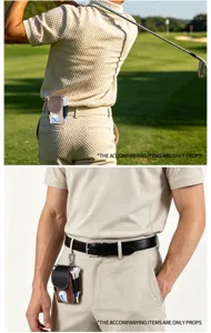 Professionelle Golfball-Gürteltasche aus Leder mit seitlichen Haltern für Tees im Freien