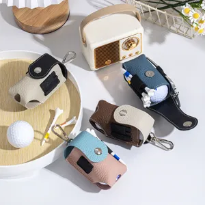 Tragbare Golfballtasche aus Leder mit Gürtelclip in verschiedenen Farbkombinationen