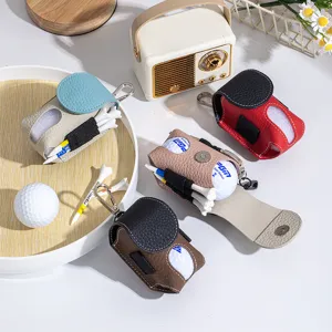 Tragbare Echtleder-Golfballtasche mit Taillenclip und Tee-Halterung für den Außenbereich