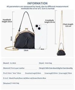 Dimensions et spécifications détaillées du mini sac chaîne papillon en cuir