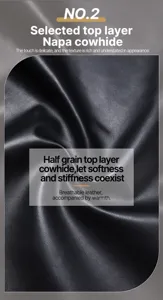 Detail shot of black Napa cowhide leather texture for men's premium striped wallet