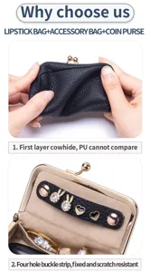Close-up of genuine leather jewelry organizer interior with four-hole buckle strip