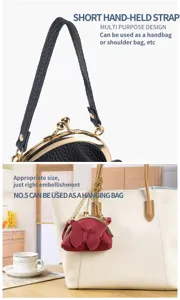 Mini porte-monnaie en cuir véritable comme bijou de sac et détail de la dragonne