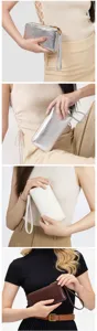 Detailed view of women's leather zip-around long clutch wallets in multiple colors