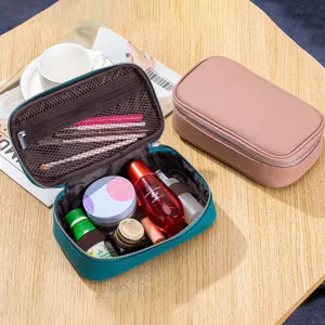 Hochwertige Kosmetiktasche aus echtem Leder mit großem Fassungsvermögen für Reisen