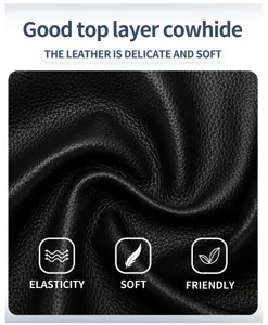 Detailed macro view showing the soft texture of premium black top layer cowhide leather