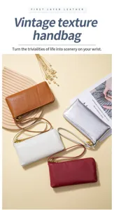 Collection of vintage genuine leather long zip wallets in various colors and textures