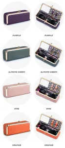 Portable genuine leather sunglasses and jewelry storage case available in four colors