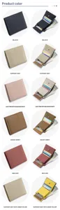 Detailed overview of small genuine leather bifold wallets in six elegant color variants