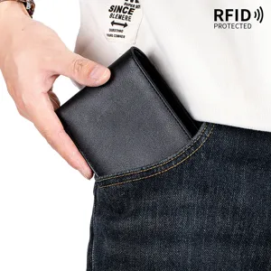 Echtleder-Herrenbrieftasche in Schwarz mit RFID-Schutz für die Hosentasche