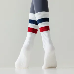 Calze sportive bicolore elastiche da donna, fitness yoga pilates antiscivolo professionali.