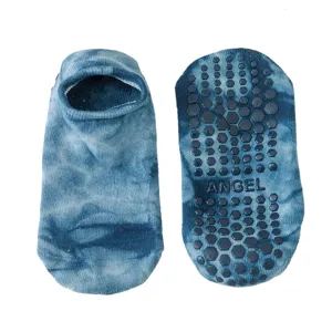 Chaussettes de Yoga Antidérapantes pour Femmes Épaisses en Tissu Éponge Chaudes Chaussettes Basses Chaussettes Athlétiques Tie-Dye pour Pilates Avec Poignées en Silicone Quotidien