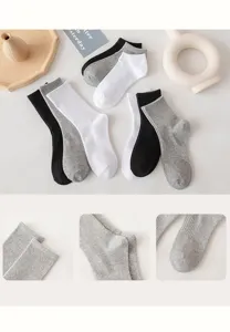 Classic cotton warm mid-calf socks in black white grey thick fleece thermal winter wear
