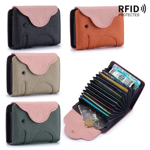 Petit portefeuille mignon en cuir éléphant avec fentes multiples et protection RFID