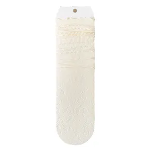 Elegante off-white Spitzenbesatz-Socken im japanischen JK-Stil mit Hohlmuster