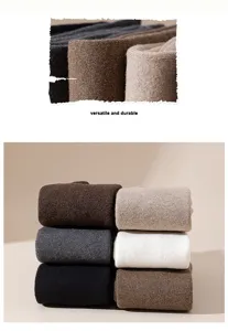 Chaussettes mi-hautes épaisses unies pour automne et hiver, en coton doux et confortable au quotidien.