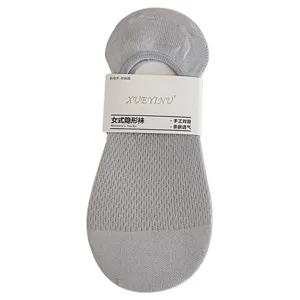 Thin grey mesh no-show socks for women breathable invisible low cut liner boat socks