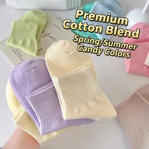 Calcetines de algodón de media caña colores macaron para mujer colección primavera-verano