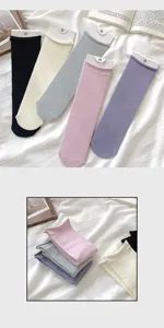 Einfarbige mittelhoche Baumwollsocken für Damen lässige Alltagsstrümpfe minimalistischer Stil