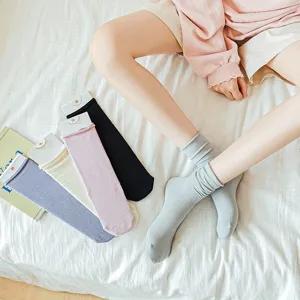 Damen einfarbige Freizeit Socken Baumwolle Stapel Socken weich bequem Alltag süße Strumpfwaren