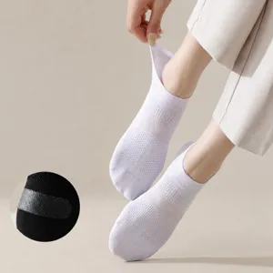 Comfortable breathable mesh invisible boat socks with anti-slip silicone grip for daily wear