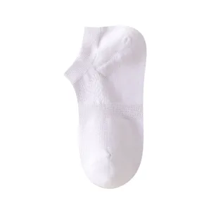 Plain white breathable low cut ankle boat socks comfortable daily wear cotton fabric