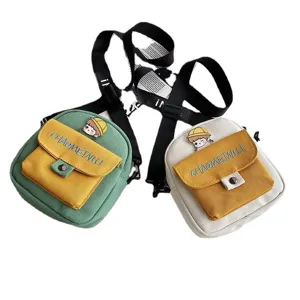 Lindos bolsos bandolera de lona estilo Harajuku para niñas en verde y blanco