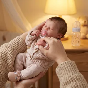 Detailansicht einer lebensechten 19-Zoll-Reborn-Babypuppe im rosa Strickpullover
