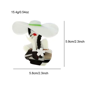 Close-up of elegant girl acrylic brooch with dimensions 5.9x5.8cm and 15.4g weight