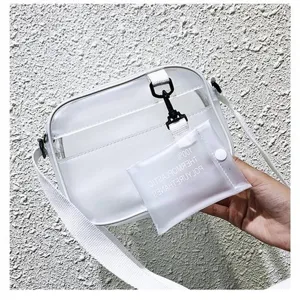 Sac à bandoulière blanc semi-transparent avec mini pochette et sangle
