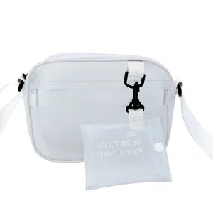 Sac bandoulière moderne en TPU blanc semi-transparent avec pochette pour femmes