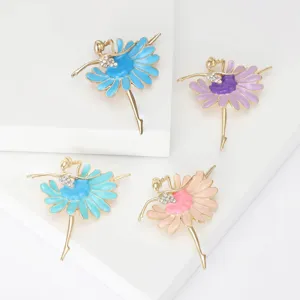 Eleganter Legierung Emaille Balletttänzerin Brosche Pin Für Damen Strass Eingelegtes Tanzendes Mädchen Mode Schmuck Zubehör Geschenk