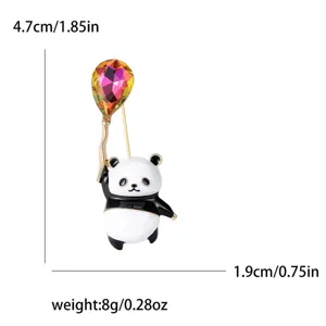 Schattige panda emaille speld met een kleurrijke ballon strass en gedetailleerde maten