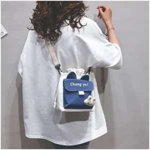 Schattige canvas schoudertas in Japanse stijl met konijnenoren voor meisjes en dames