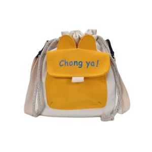 Schattige Japanse witte canvas crossbodytas met gele konijnenoren zak voor jonge dames