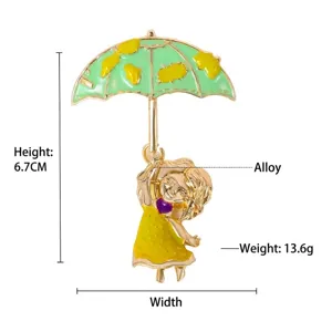 Spilla per bambini con ombrello in stile cartone animato spilla in smalto lega 6,7x4,2cm