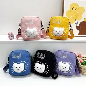 Bolso Bandolera Casual para Mujer de Nailon con Patrón de Gato de Dibujos Animados Pequeño Bolso de Hombro de Moda para Niñas Uso Diario