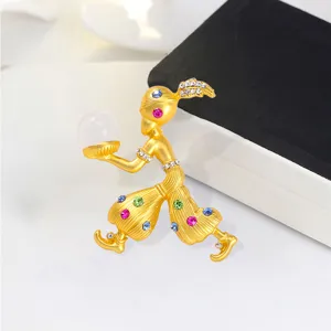 Vintage Sultan Brosche Goudlegering Gekleurde Strass Kunstparel Spelden Mat Goud Mythologische Figuur Brosche Voor Bruiloft Mannen Vrouwen