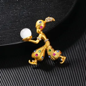 Vintage Sultan karakter broche met kleurrijke kristallen en witte opaal-stijl steen