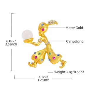 Mooie vintage Sultan Genie-broche met kleurrijke strasstenen en matgouden afwerking