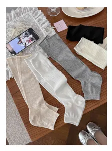 Summer cotton stirrup leg warmers women ballet style ribbed long socks cute stacking socks