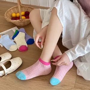 Women hollow breathable short socks candy color cute ankle socks summer casual hosiery