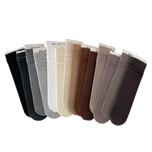 Autumn winter ribbed mid-calf cotton socks multi-color set comfortable daily wear basic styles