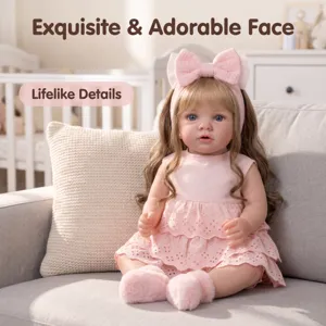 Lifelike 21 Inch Reborn Baby Doll Hand Painted Vinyl Girl Doll With Pink Princess Dress Curly Hair Missy Collection Gift