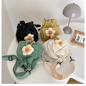Japanischer Stil Segeltuch Kleine Umhängetasche Für Damen Süße Blumen Schultertasche Verstellbarer Gurt Mode Vielseitige Alltagstasche
